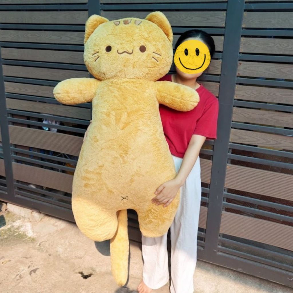 Gấu Bông Mèo Hoàng Thượng Cỡ Lớn Cao Cấp, Gối Ôm Dài Mèo Cam Mềm Mại Có Gác Chân Làm Gối Ôm Ngủ Cho Bé,Bạn Gái