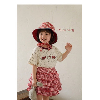 (12-30kg) Set váy bé gái áo kitty + chân váy tầng caro - set bộ hè bé gái