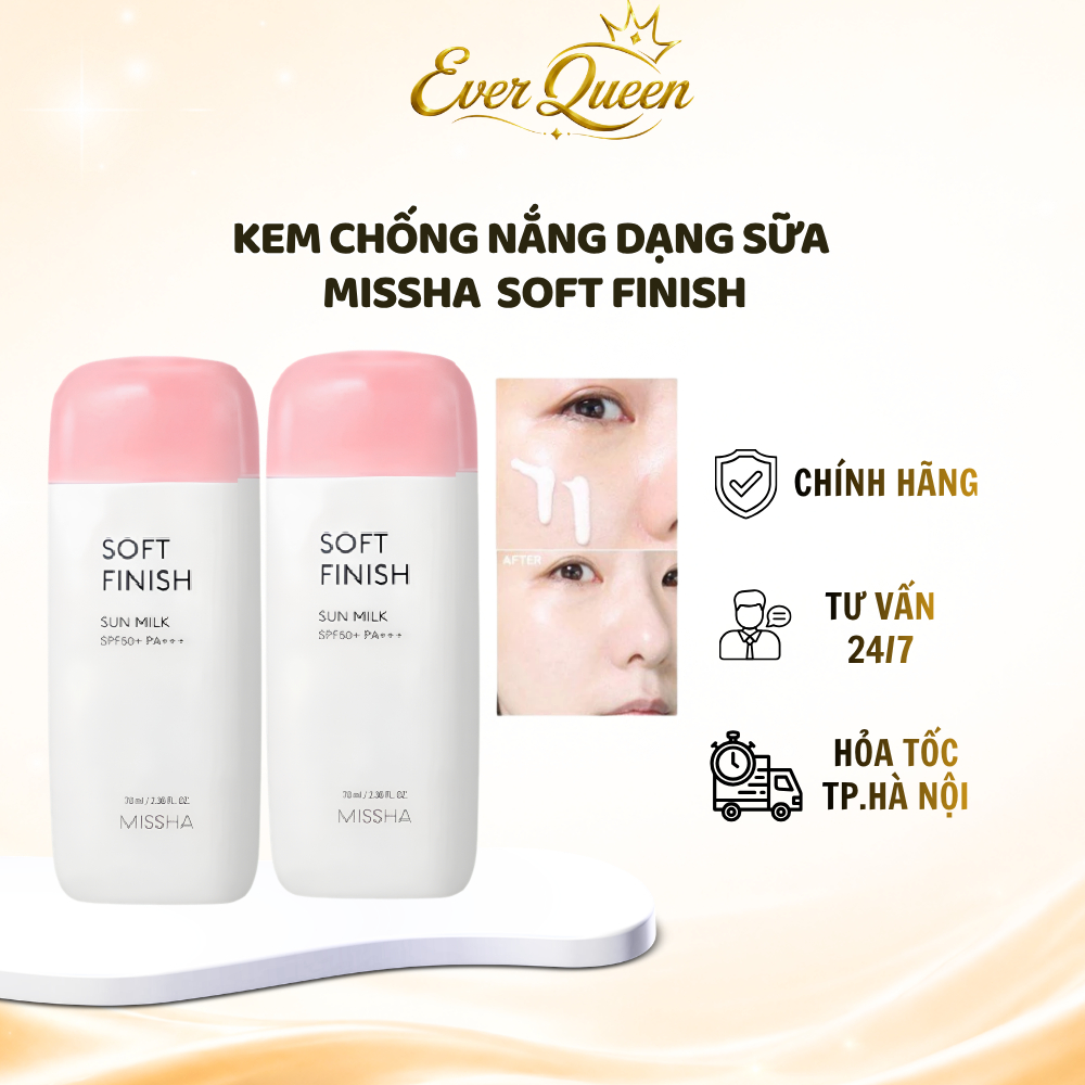 Kem Chống Nắng Dạng Sữa Missha Soft Finish Kiềm Dầu Khô Ráo - Ever Queen