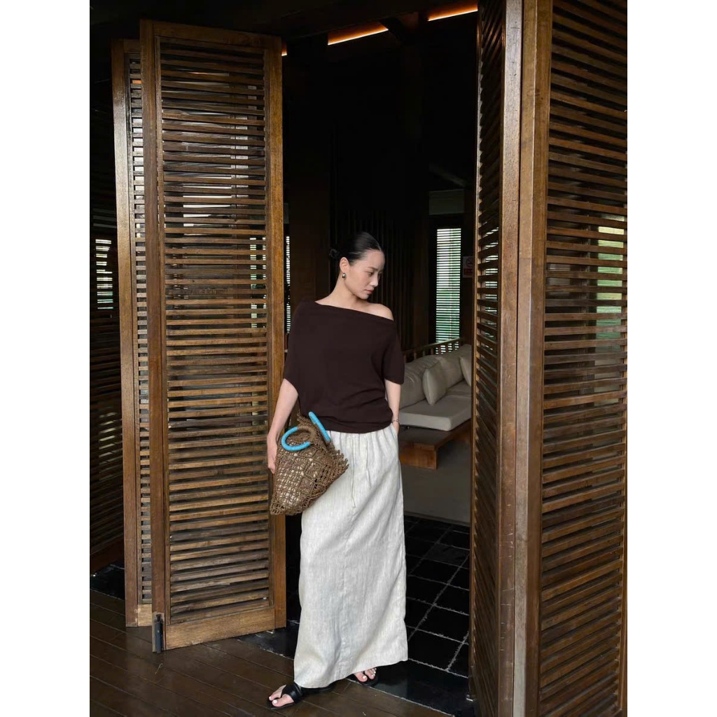 𝗔𝗻𝗶 𝗦𝗵𝗶𝗿𝘁- Chân váy Linen dáng midi 2 lớp BEELY
