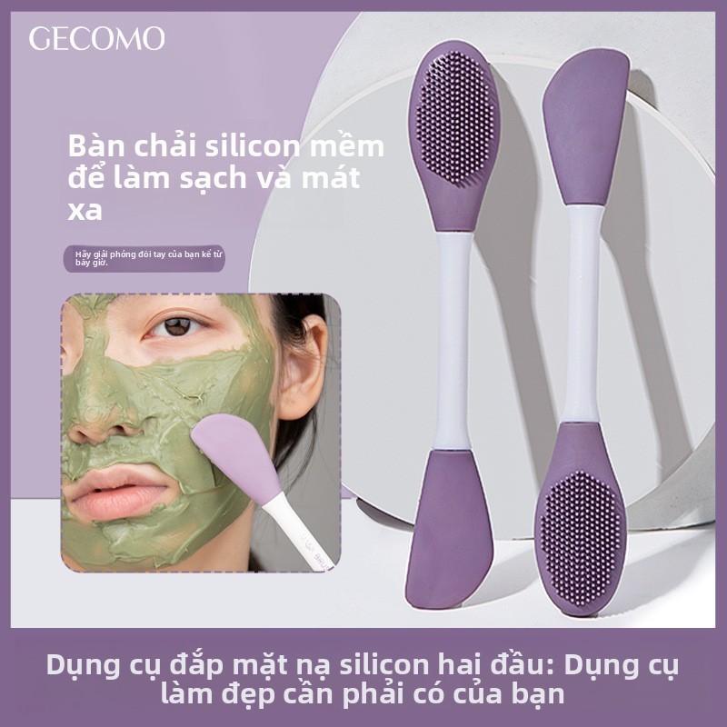 Cọ đắp mặt nạ silicon 2 đầu GECOMO – cọ rửa mặt, cọ đất sét trắng, dùng spa – 1 cây đa năng