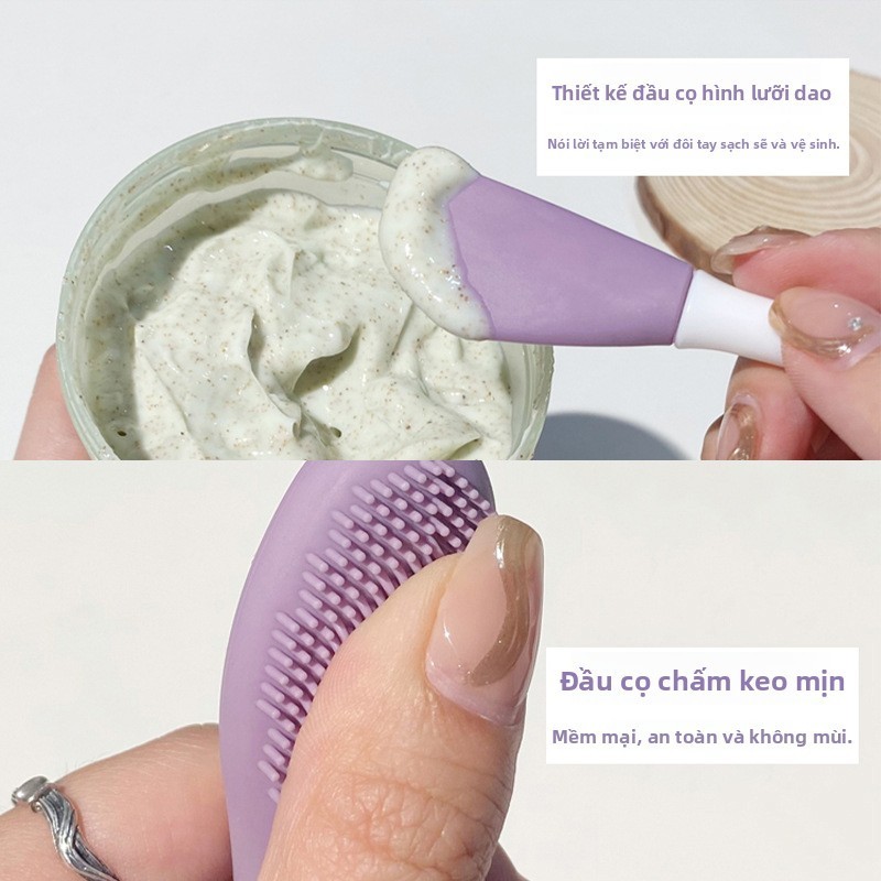 Cọ đắp mặt nạ silicon 2 đầu GECOMO – cọ rửa mặt, cọ đất sét trắng, dùng spa – 1 cây đa năng