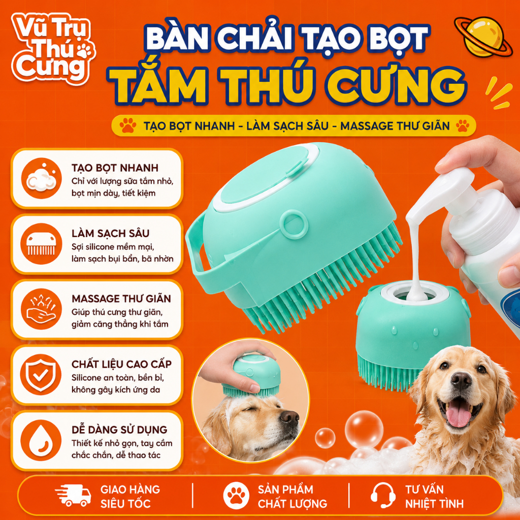 Dụng cụ Massage tạo bọt tắm cho thú cưng tiện lợi