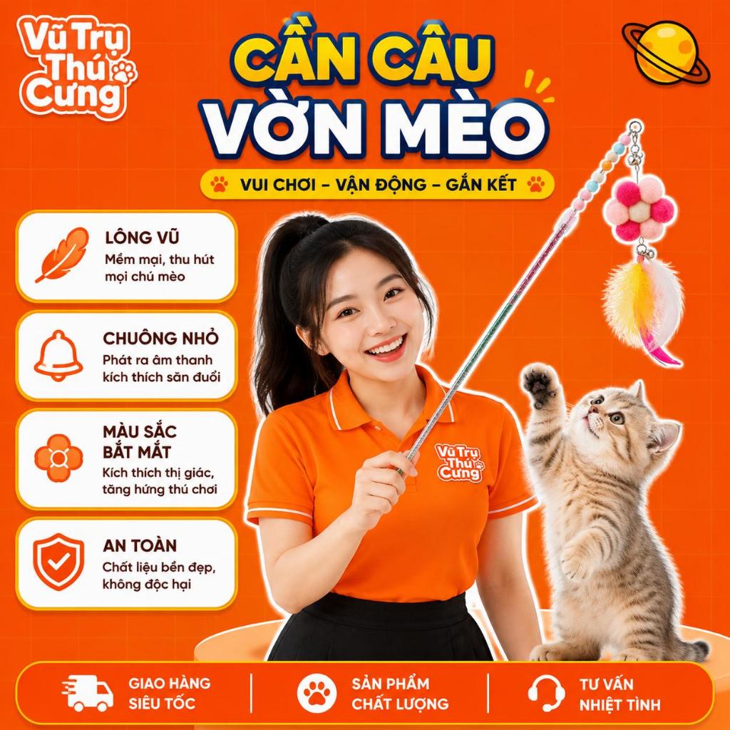 Đồ Chơi Cần Câu Cho Mèo Giảm Stress (Hình Bông Hoa)