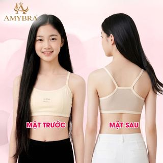 Combo 3 Áo lá cho bé gái cotton thoáng mát - áo lót học sinh không đệm 2 lớp mềm mịn AMYBRA A108
