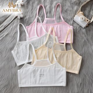 Combo 3 Áo lá cho bé gái cotton thoáng mát - áo lót học sinh không đệm 2 lớp mềm mịn AMYBRA A108