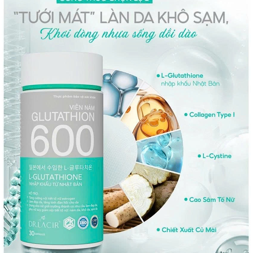 Viên Uống Gluthathione Dưỡng Trắng Dr.lacir Hỗ Trợ Trắng Da Từ Bên Trong