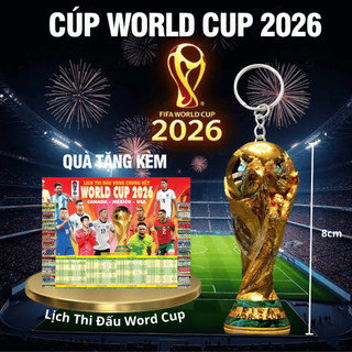 Cúp FIFA World Cup + lịch đấu 2026 mạ vàng 24k cao cấp, Tác phẩm điêu khắc vô địch bóng đá MITU Figure