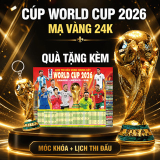 Cúp FIFA World Cup + lịch đấu 2026 mạ vàng 24k cao cấp, Tác phẩm điêu khắc vô địch bóng đá MITU Figure