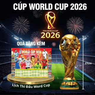 Cúp FIFA World Cup + lịch đấu 2026 mạ vàng 24k cao cấp, Tác phẩm điêu khắc vô địch bóng đá MITU Figure