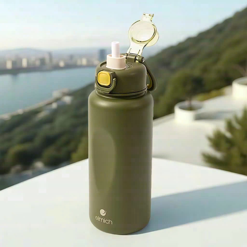 Bình Giữ Nhiệt Elmich EL-0914 / EDA1051 Inox 304 Có Ống Hút, Quai Xách Giữ Nóng Lạnh Chính Hãng