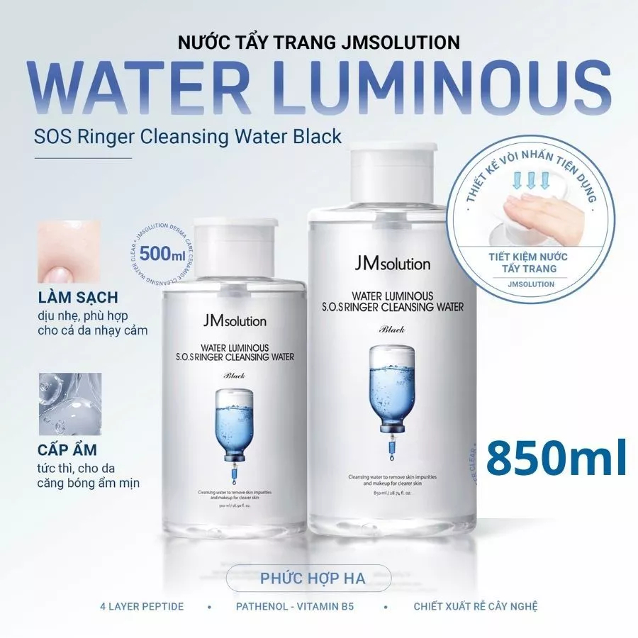 Nước tẩy trang JM SOLUTION Cleansing Water Làm Sạch Sâu Cho Mọi Loại Da - Ever Queen