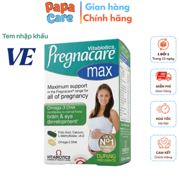 [Tem VE]Vitamin Bầu Pregnacare Max Anh Quốc 84 Viên - Viên Uống Tổng Hợp Cho Bà Bầu Đầy Đủ DHA, Canxi, Acid Folic