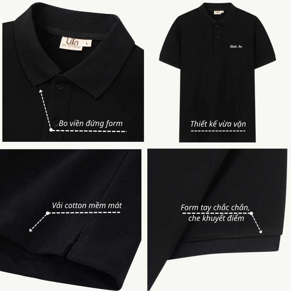 Set đồ đôi áo polo nam và váy có cổ nữ FOREVER LILA basic thêu theo yêu cầu đồ cặp couple cotton