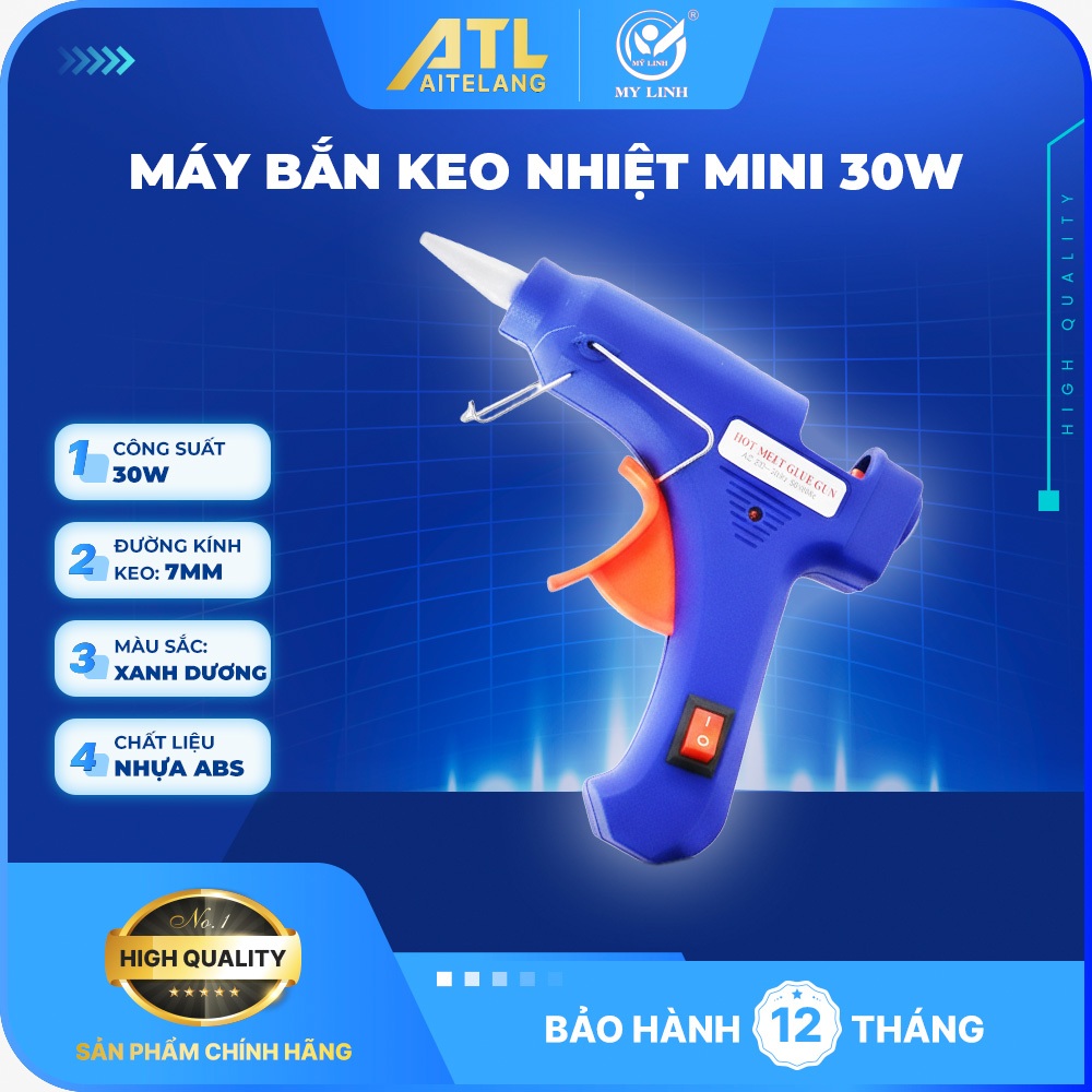 Dụng cụ bắn keo nến cầm tay ZX-KA008 bằng nhựa, máy bắn keo nhiệt mini 30W, keo nến 7mm (kèm 2 keo)