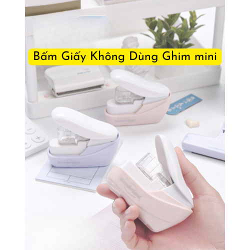 Dụng Cụ Bấm Giấy Không Ghim Kwtrio, Bấm giấy Không Dùng Kim An Toàn Cho Trẻ Em, Bấm Được 4 Tờ 1 Lúc