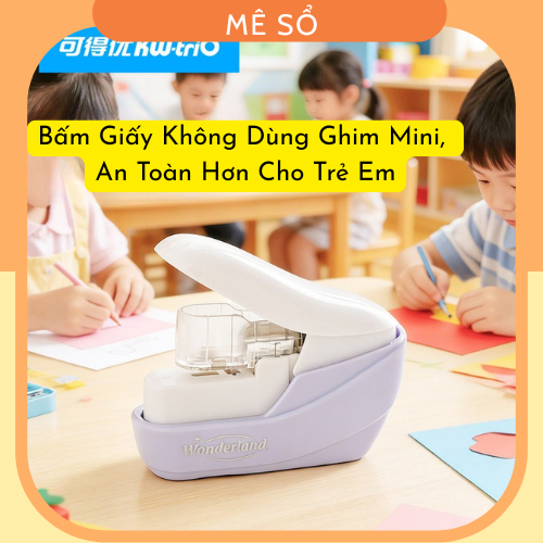 Dụng Cụ Bấm Giấy Không Ghim Kwtrio, Bấm giấy Không Dùng Kim An Toàn Cho Trẻ Em, Bấm Được 4 Tờ 1 Lúc