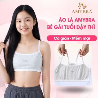 Áo Lót Học Sinh cotton phối lưới thoáng khí, Áo Lá 2 dây nhẹ nhàng, không đệm thoải mái AMYBRA A108