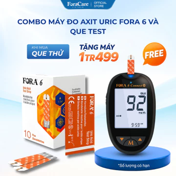 [ForaCare] MUA 10 QUE TẶNG MÁY | Que Thử Axit Uric Tặng Máy Đo Đường Huyết, Đo 6 Chỉ Số + Kim