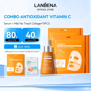 LANBENA [COMBO Serum 30ML+ Mặt Nạ Thạch Collagen 5PCS] ANTIOXIDANT VITAMIN C serum dưỡng da mặt