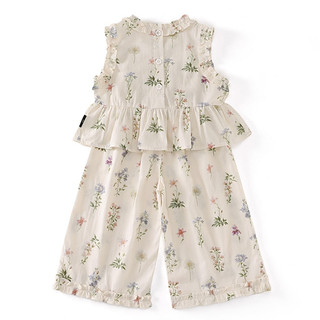 Set Bộ Bé Gái, Đồ Bộ Bé Gái Thiết Kế Áo Sát Nách Kèm Quần Ống Rộng Họa Tiết HOA Chất Liệu Cotton