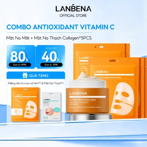 LANBENA [ COMBO Kem Dưỡng Da Mặt + Mặt Nạ Thạch Collagen 5PCS]Làm Sáng Đều Màu Da Dưỡng ẩm Trắng Da, Săn Chắc Da