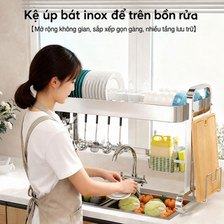 GSlife Kệ Gác Bồn Rửa Inox Đa Năng 1/2 Tầng Có Giá Dao Thớt Ống Đũa Chống Gỉ Sét