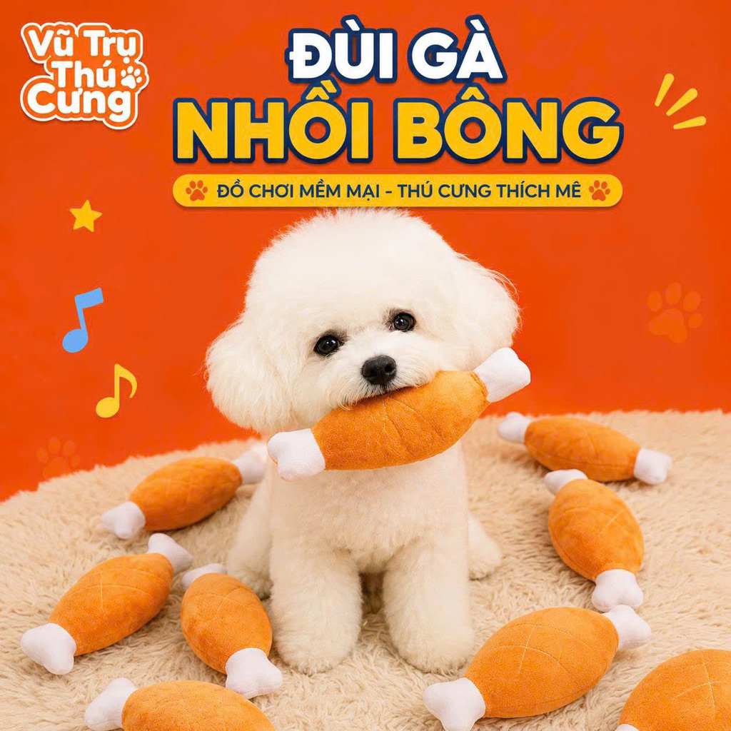 Đồ chơi nhai gặm cho chó, đùi gà nhồi bông