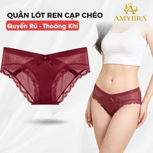 Quần Lót Ren Nữ Gợi Cảm Cạp Chéo Sexy - Quần Chip Nữ Thiết Kế Nơ Quyến Rũ AMYBRA L8136