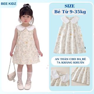 Váy Cho Bé Gái, Váy Tiểu Thư Thiết Kế Cổ Sen Họa Tiết Hoa Nhí Dễ Thương Chất Liệu Cotton Mềm Mại