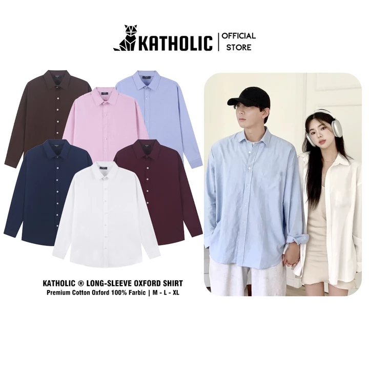 Áo Sơ Mi Trơn Tay Dài Nam Nữ Hàn Quốc Local Brand KATHOLIC Chất Liệu Oxford Form Rộng 6 Màu KAT019
