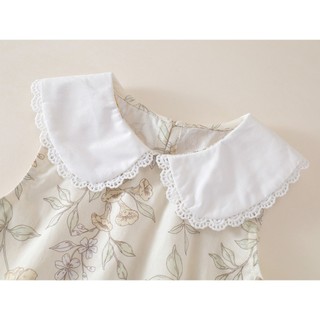 Váy Cho Bé Gái, Váy Tiểu Thư Thiết Kế Cổ Sen Họa Tiết Hoa Nhí Dễ Thương Chất Liệu Cotton Mềm Mại