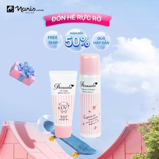 Combo Gel & Xịt chống nắng Quang Phổ Rộng dưỡng sáng da Naris Parasola UV SPF50+/PA++++ 90gr