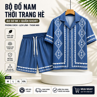 bộ sơ mi đi biển cộc tay nam nữ họa tiết hoa lá, set bộ đồ hè nhóm team building chất vải lụa PLN fashion N27