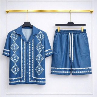 bộ sơ mi đi biển cộc tay nam nữ họa tiết hoa lá, set bộ đồ hè nhóm team building chất vải lụa PLN fashion N27