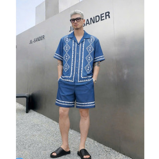 bộ sơ mi đi biển cộc tay nam nữ họa tiết hoa lá, set bộ đồ hè nhóm team building chất vải lụa PLN fashion N27