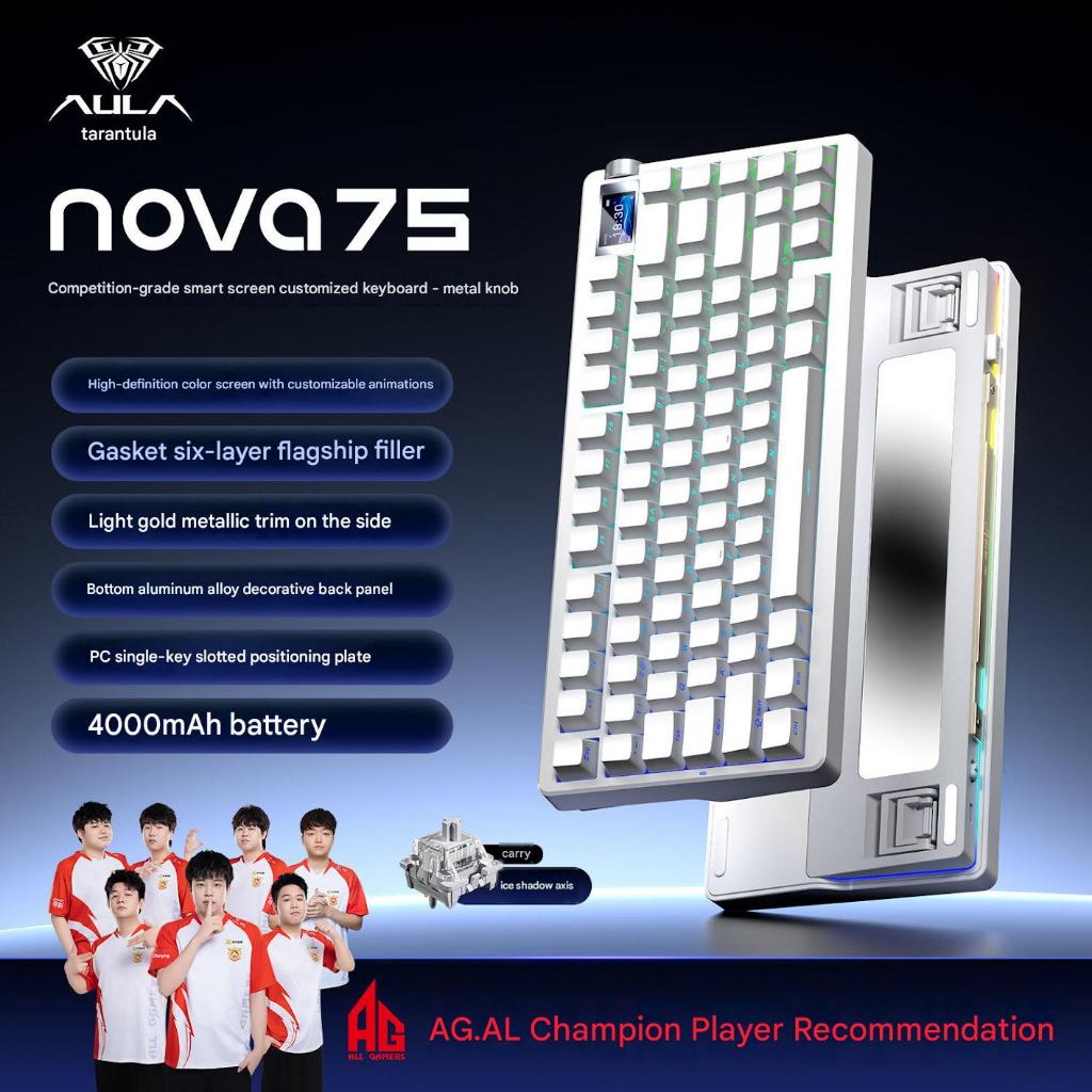 Bàn Phím Cơ Aula Nova75 | 3 Modes | Màn Hình | Núm Xoay | BigBuy360 - bigbuy360.vn