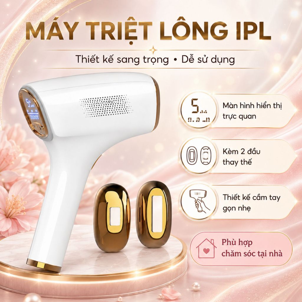 Máy triệt lông lạnh mini cao cấp 9 cấp độ công nghệ IPL đèn thạch