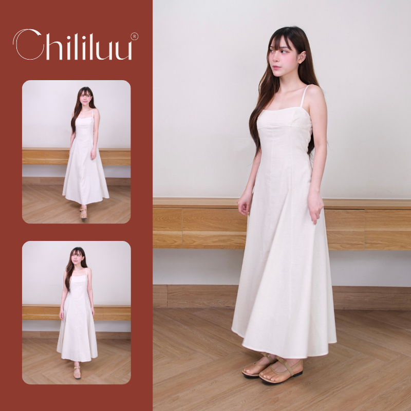 Đầm váy linen Chililuu váy hai dây sát nách dáng dài phong cách tiểu thư thanh lịch
