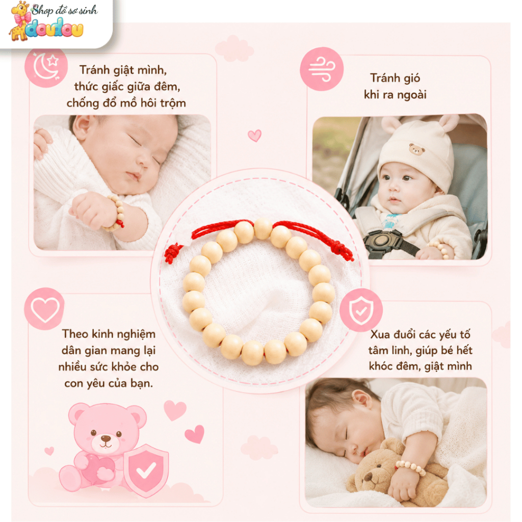 Vòng Dâu Tằm Cho Bé Sơ Sinh Vòng Tay Sức Khỏe DouDou A25