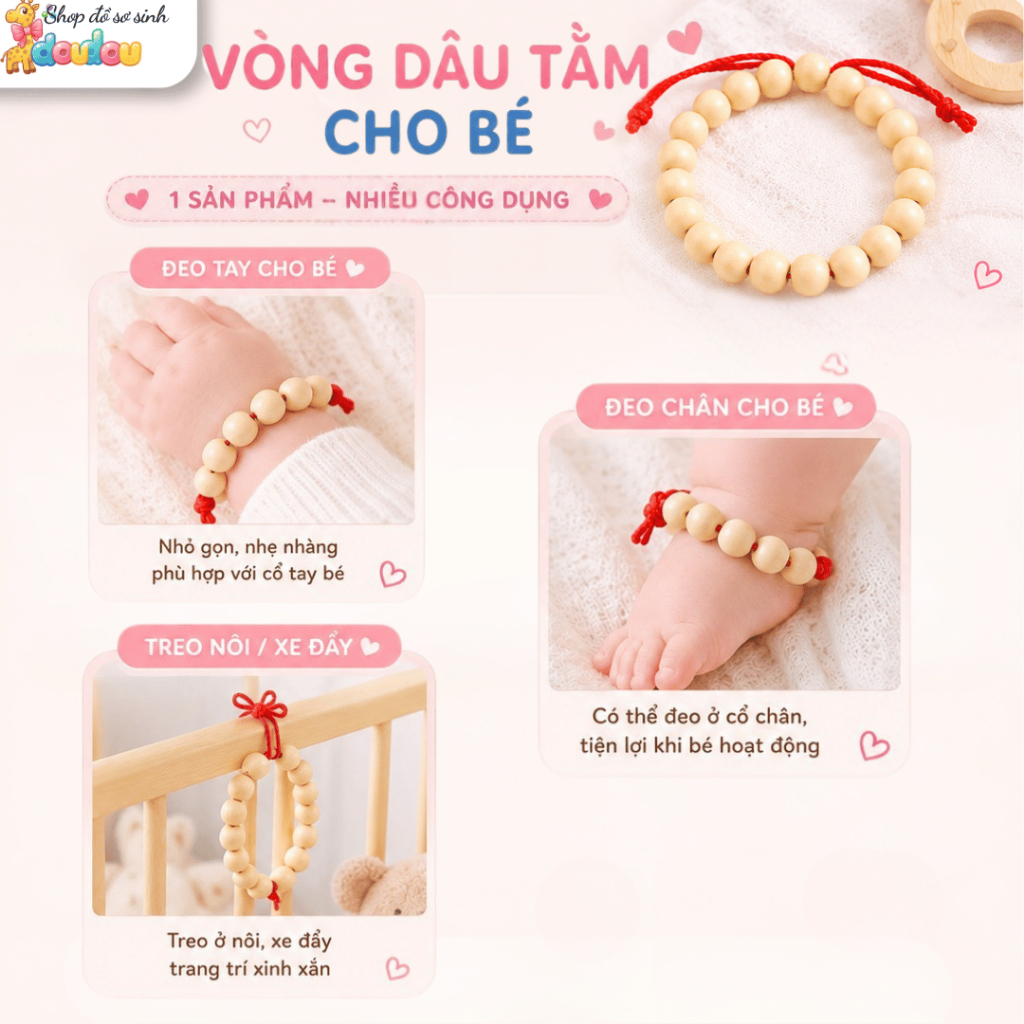 Vòng Dâu Tằm Cho Bé Sơ Sinh Vòng Tay Sức Khỏe DouDou A25