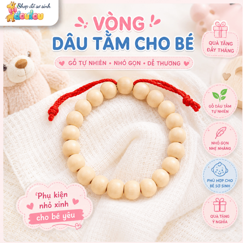 Vòng Dâu Tằm Cho Bé Sơ Sinh Vòng Tay Sức Khỏe DouDou A25