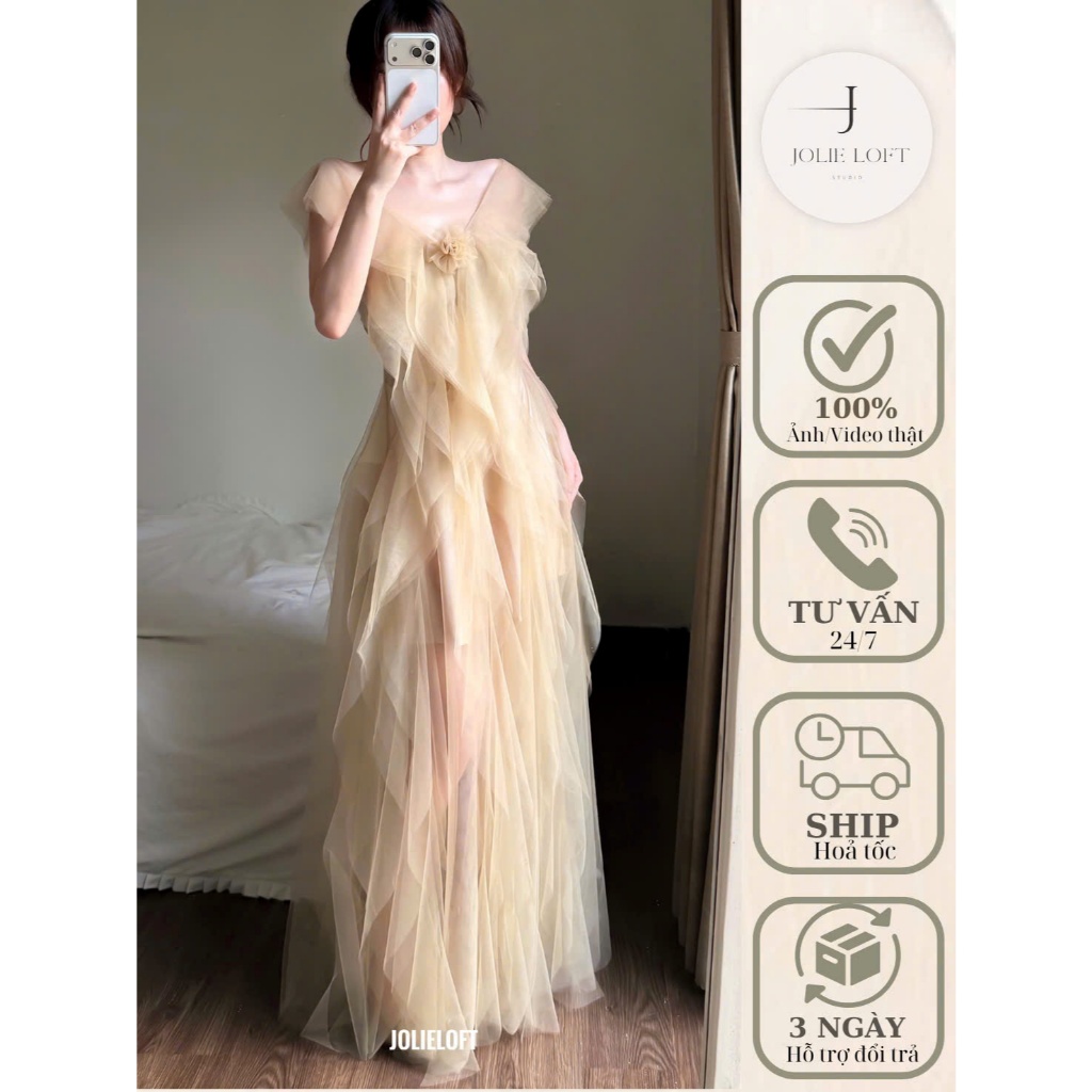 Váy dự tiệc du lịch thiết kế Jina Dress JOLIE LOFT, đầm dáng dài thanh lịch đi chơi đi tiệc