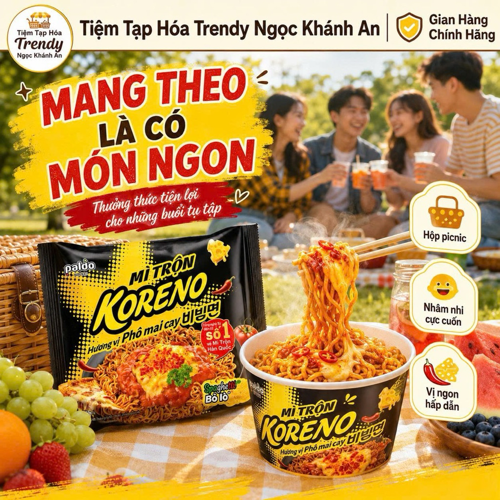 Mì Trộn Koreno Hương Vị Phô Mai Cay 76G Thùng 40 Gói- Cay Béo Đậm Đà, Sợi Mì Dai Ngon, Ăn Là Mê