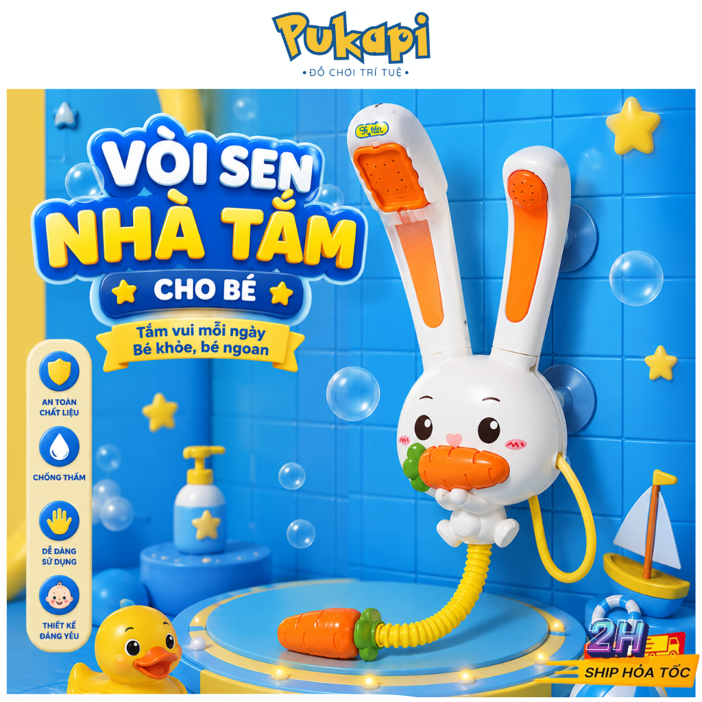 Vòi Sen Cho Bé Vòi Sen Nhà Tắm Con Vịt Phun Nước Đồ Chơi Nhà Tắm Bồn Tắm Phòng Tắm- Đồ Chơi Cho Bé PUKAPI