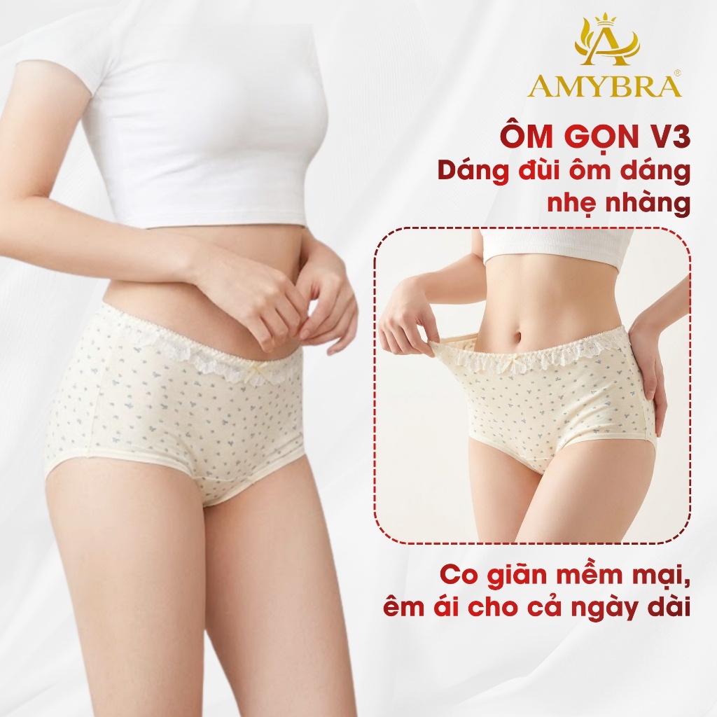 [ MẪU MỚI 2026 ] Quần Boxer Nữ Họa Tiết Hoa Nhí Nữ Tính, Quần Lót Đùi Nữ Cạp Ren Mềm AMYBRA L5522