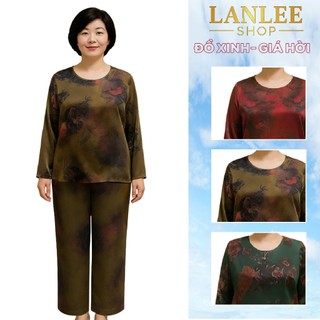 Đồ bộ hoa tay dài trung niên 𝗟𝗮𝗻𝗹𝗲𝗲 𝗦𝗵𝗼𝗽 Mã WD