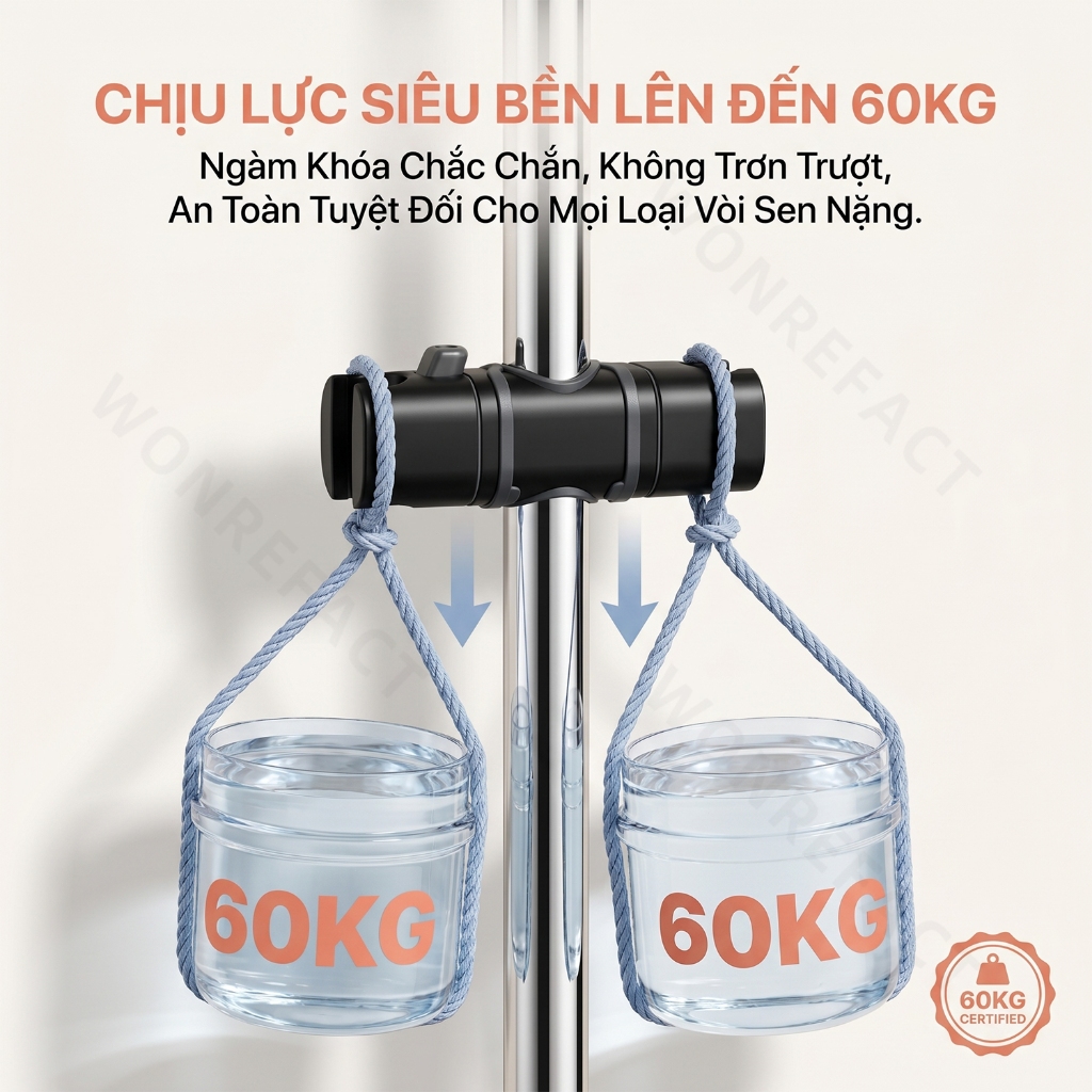 Giá Đỡ Vòi Sen Trượt Không Cần Tháo Dỡ Lắp Đặt 1 Giây Xoay 75 Độ Nhựa ABS Cao Cấp Phù Hợp Thanh Trượt Phi 20-25mm Đen