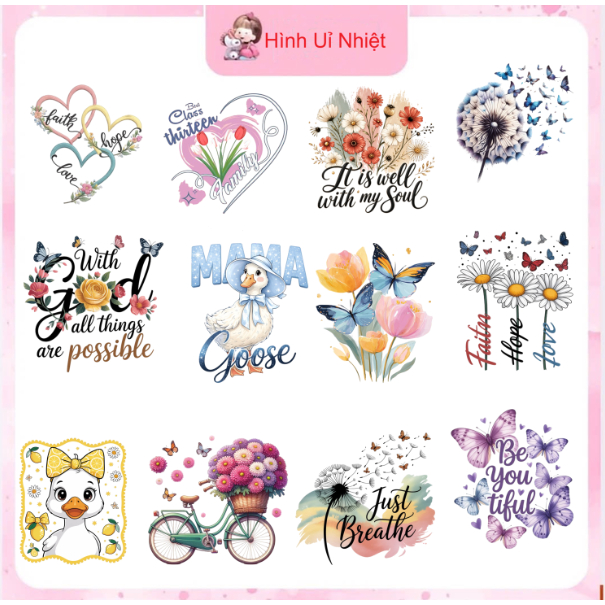 Hình in pét ủi nhiệt quần áo,ba lô,túi sách,mũ nón,tem mác,nhiều mẫu nhiều size,ủi tại nhà bằng bàn ủi,thao tác đơn giản