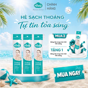 Bông Tẩy Trang NIVA CZ2 Tròn 100 Miếng - Cotton Tự Nhiên, Dịu Nhẹ Cho Da Nhạy Cảm